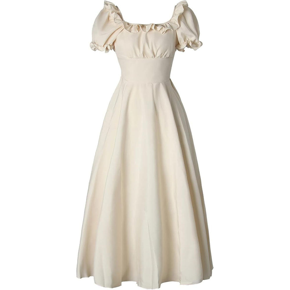 Medieval Renaissance Victorian Farmer Retro High waisted Short sleeved Dress