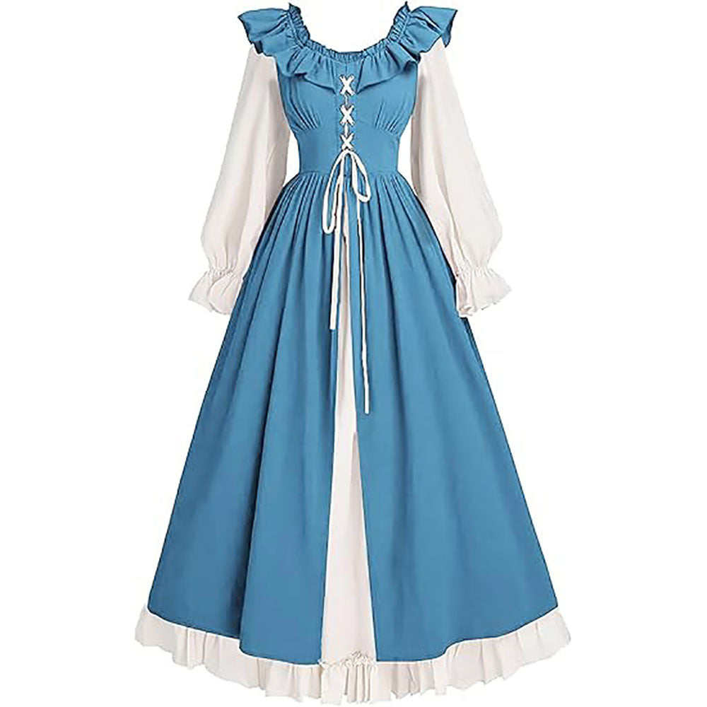 Mittelalterlich Renaissance Viktorianisch Schnürung Langarmkleid