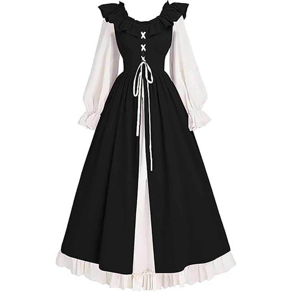 Mittelalterlich Renaissance Viktorianisch Schnürung Langarmkleid