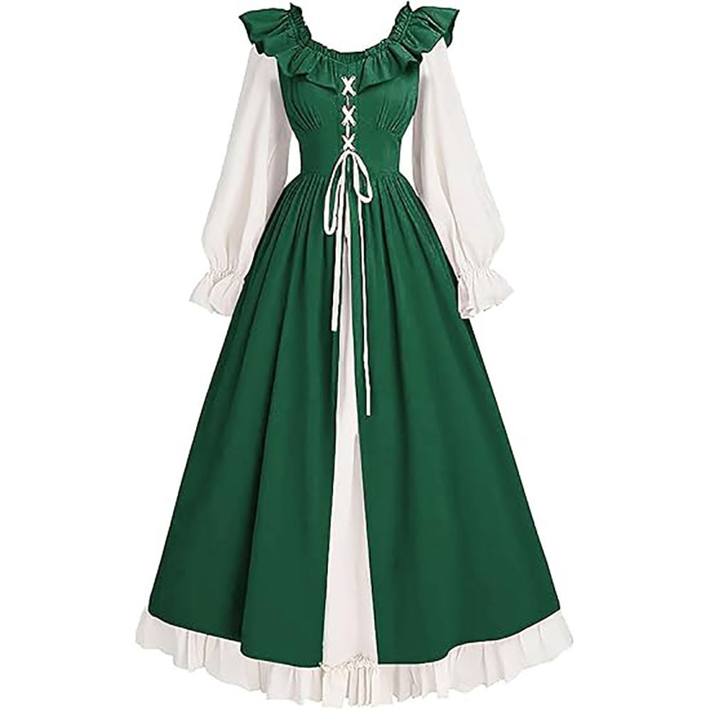 Mittelalterlich Renaissance Viktorianisch Schnürung Langarmkleid